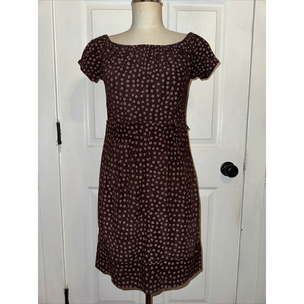Patrizia Pepe Brown‎ Leather Floral Print Mini Dress Size 42 Italy US6